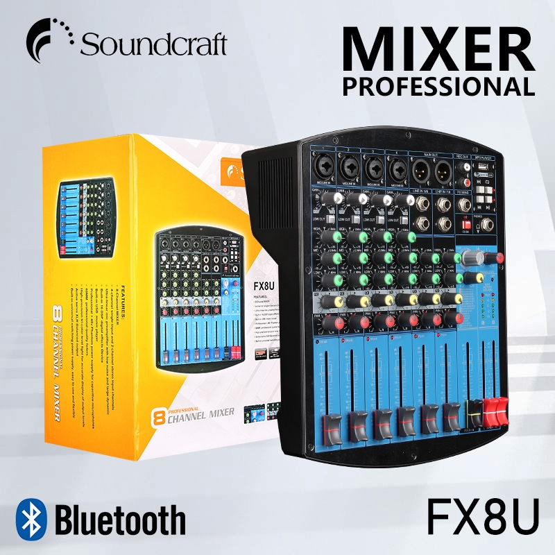 Soundcraft FX8U/EFX8/4USB เครื่องขยายเสียงคอนโซลผสมมืออาชีพ 8 ช่องสัญญาณมิกเซอร์ช่อง, พร้อมมิกเซอร์ป
