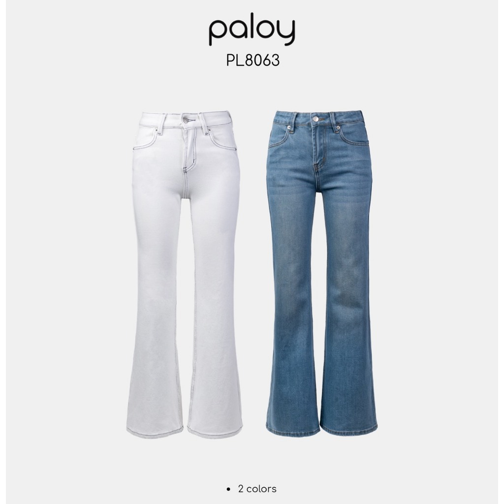 Paloy - PL8063 กางเกงยีนส์ขาม้า เอวต่ำ ผ้ายืดใส่สบาย