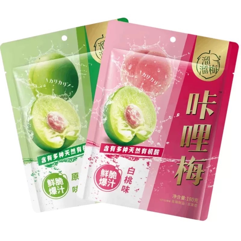 ꒰ พร้อมส่ง ꒱ LiuLiuMei บ๊วยกรอบ รสออริจินอล & บ๊วยรสพีช 180g