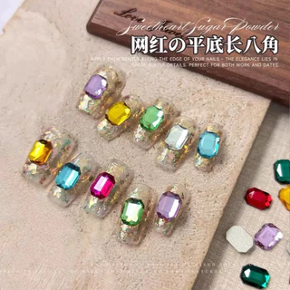 (ห่อเล็ก10เม็ด)อ่านก่อนสั่ง เพชรตกแต่งเล็บ เพชรแปดเหลี่ยม แยกสี/คละสี ขนาด 6x8 มิล.