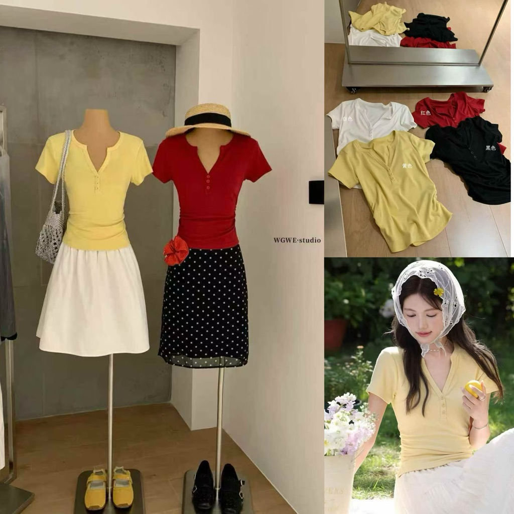 Daily Button Tee(WG.WE) เสื้อคอวีมีกระดุม ทรง basic แต่ดูดี ใส่ได้ทุกโอกาส