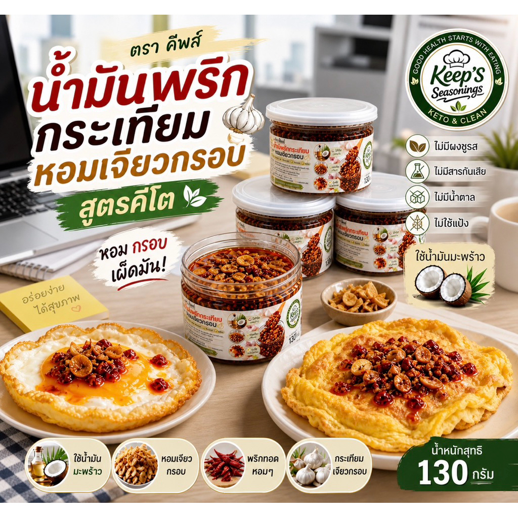 น้ำมันพริกกระเทียมหอมเจียวกรอบโรยกับอะไรก็อร่อย