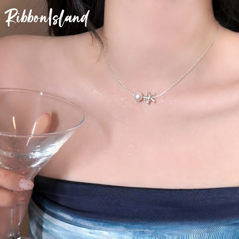 สร้อยคอ necklace สไตล์เกาหลี ins จี้ ไข่มุก ปลาดาว เรียบง่าย silver สำหรับผู้หญิง แฟชั่น สวย ชายหาด สไตล์หลากหลาย