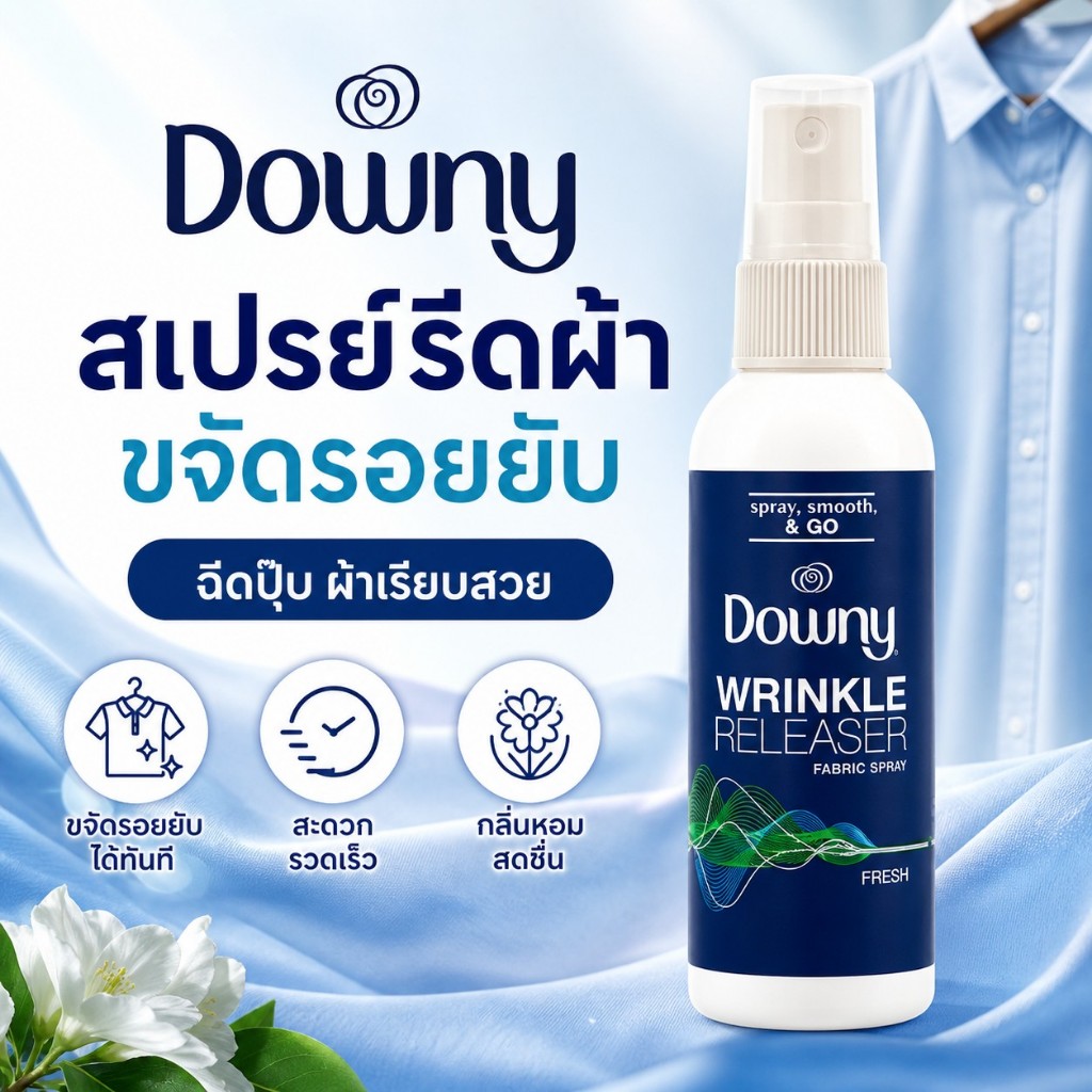 Downy Wrinkle Releaser Fabric Spray สเปรย์ฉีดผ้าเรียบไม่ต้องรีด ลดรอยยับ ดับกลิ่นอับ
