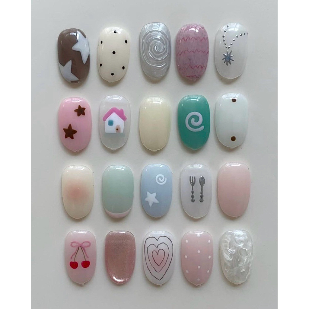 เล็บเจลลายเกาหลี nails - korea set ꙳⊹🍦⋆౨ৎ˚˖