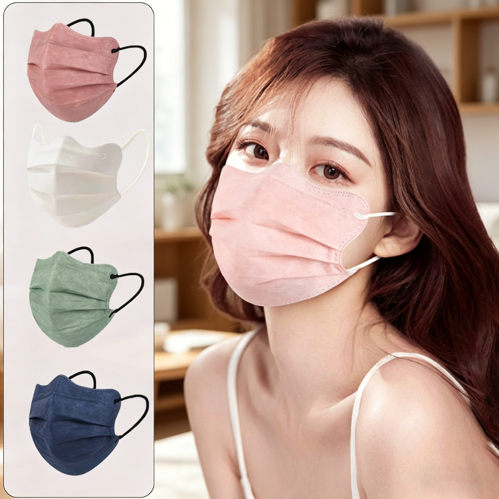 【50 ชิ้น/แพ็ค 】 หน้ากากอนามัยแบบ 3D ทรงปีกผีเสื้อ  แยกบรรจุ กรอง 3 ชั้น กรองฝุ่น PM2.5 สวมใส่สบาย ปรับรูปหน้า