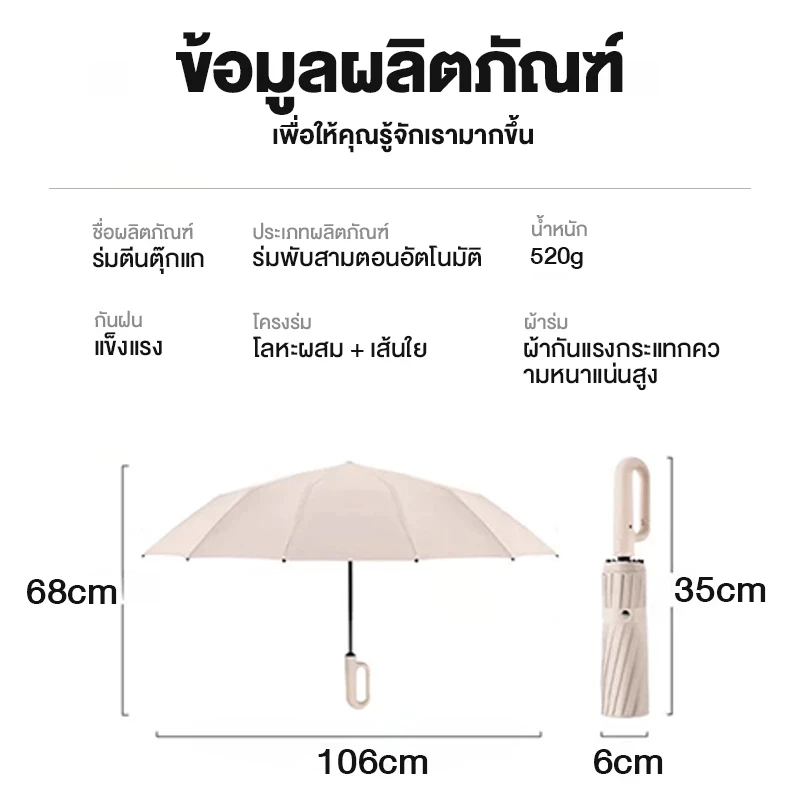 ส่งฟรี ร่มพับอัตโนมัติเต็มรูปแบบ กันรังสีUV กันน้ำ กันแดดกันฝน เปิดปิดด้วยปุ่มเดียว ด้ามแขวน พกพาได้สะดวก thumbnail 10
