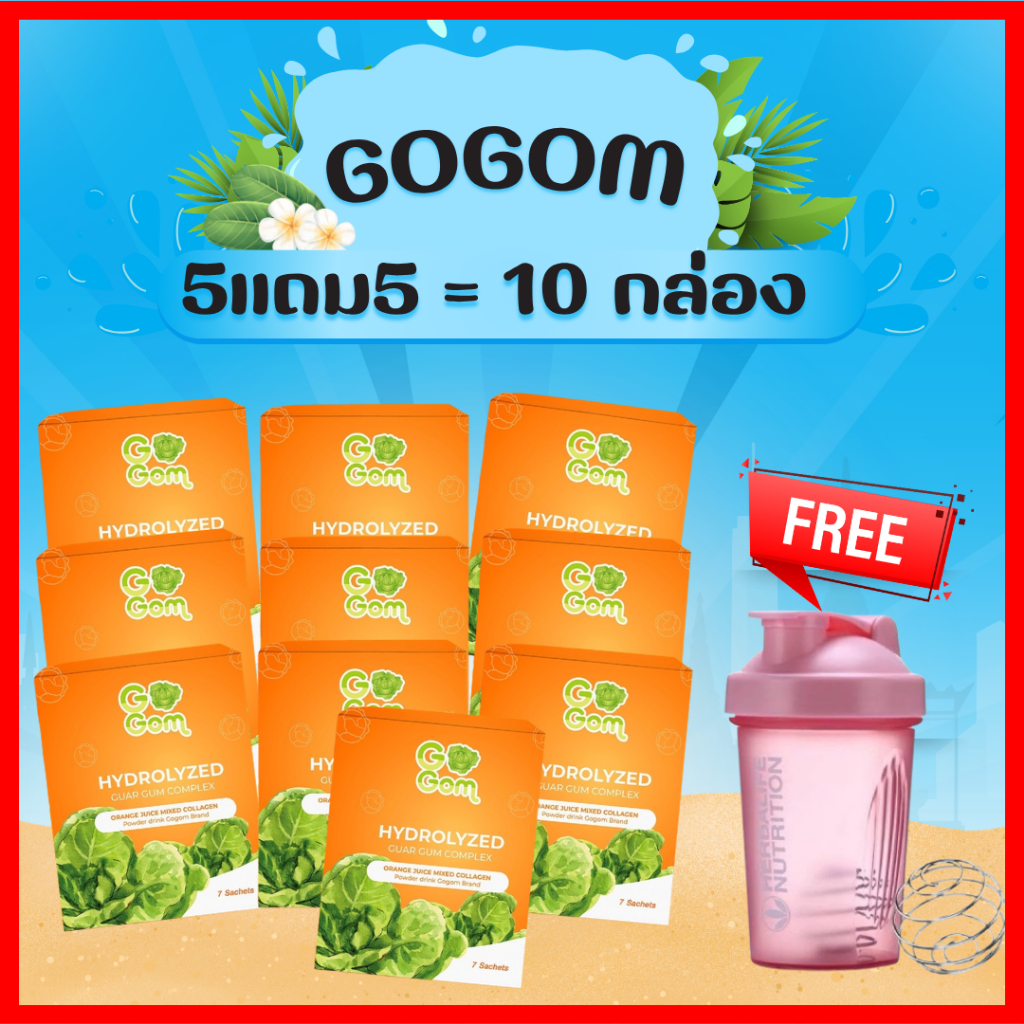 ซื้อ 5 แถม 5 ได้ทั้งหมด 10 กล่อง : โกกอม Gogom ไฟเบอร์ (1 กล่อง 10 ซอง)