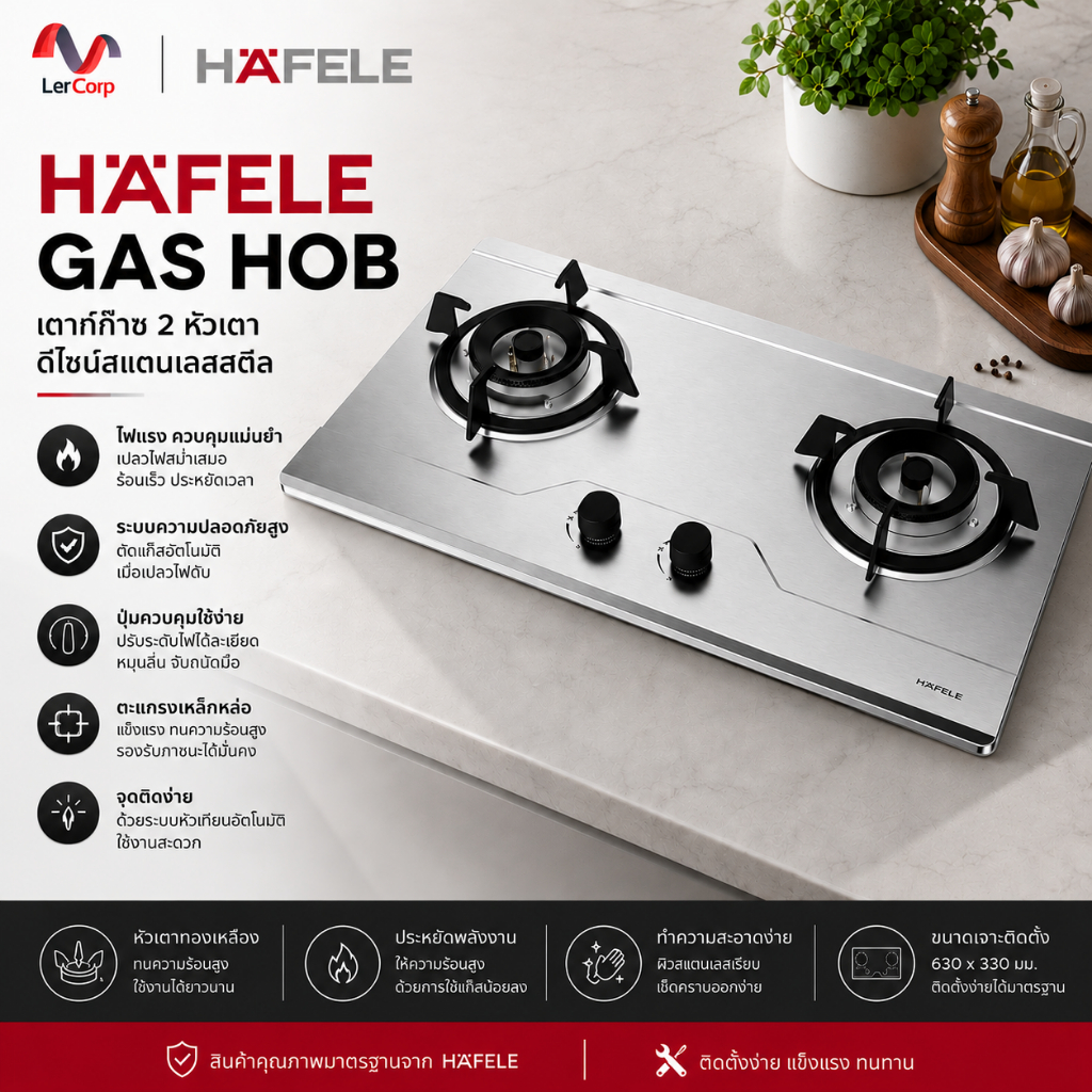 (Hafele) เตาแก๊ส สแตนดาร์ด ซีรีย์ FRANCESCO (495.06.191)