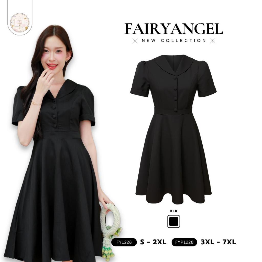 Fairyangelstore - เดรสปกกล้วยหอมกระดุมหน้าเรียบ (FY1228)