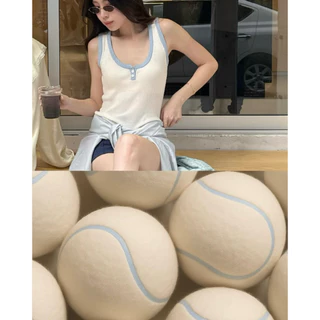 FLASHMARBLE - PEONY TANK TOP เสื้อกล้าม แต่งผ้าทูโทน สีพาสเทล