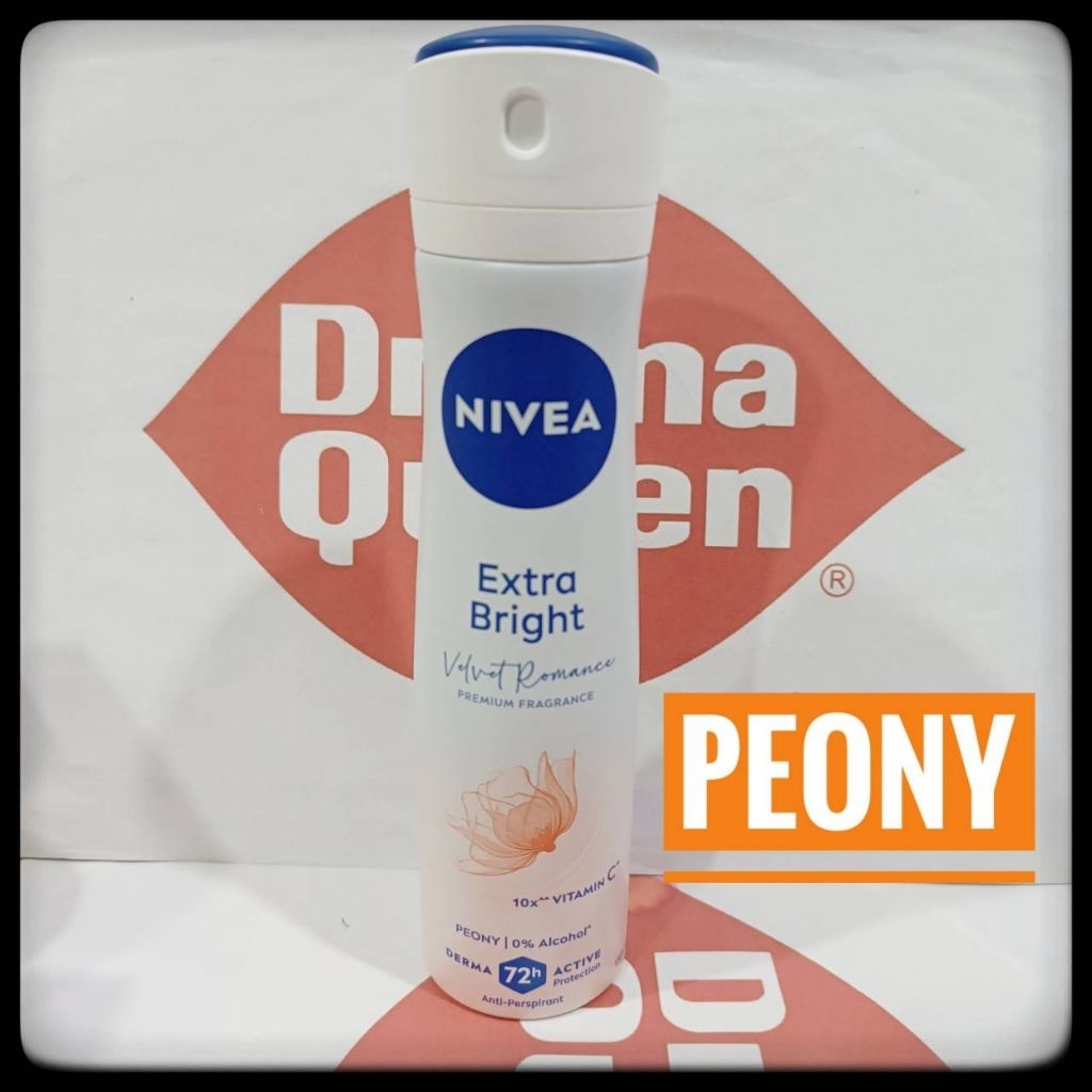 Nivea Deo Spray Extra Bright Premium Fragrance Velvet Romance Peony 150 ml นีเวีย ดีโอ สเปรย์ กลิ่นหอมจากดอกพีโอนี่
