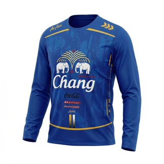 เสื้อกีฬาแขนยาวเสื้อกีฬาคอกลมพิมพ์ลายช้างเนื้อผ้าไมโครสปอร์ตระบายอากาศได้ดีใส่ได้ทั้งชายและหญิงมี6สี5ไซส์ให้เลือก