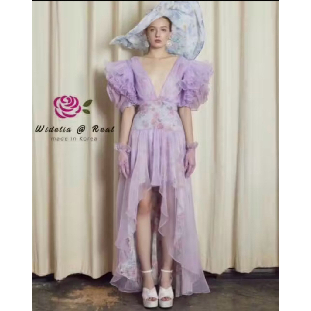 NEW มือ1🩷(ไซส์ M) Widelia@real Maxi dress แม็กซี่เดรสตัวยาวแสนสวย แขนระบายอลังการสุดๆคุณขา สวยอลัง