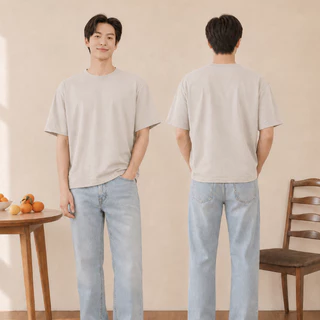 เสื้อยืดโอเวอร์ไซส์ คอฟิต BOXY OVERSIZED Crop Unisex คอกลม แขนสั้น Cotton 100% ทรงหลวม สไตล์เกาหลี