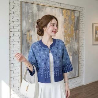 LANNA - เสื้อคลุมแขนยาวผ้าฝ้ายพิมพ์ลายแขน 5ส่วน ทรงใส่สวยมากค่ะ ใส่คลุมออกงาน ใส่คลุมทำงานได้ทุกโอกาสค่ะ