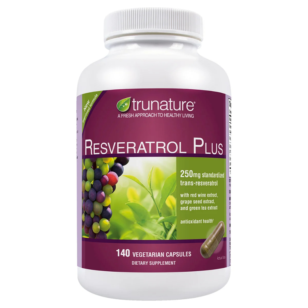 Trunature Resveratrol 250 mg Plus Grape Seed และ Green tea extract 140 Vegetarian Capsules เรสเวอราทรอลจากอเมริกาค่ะ