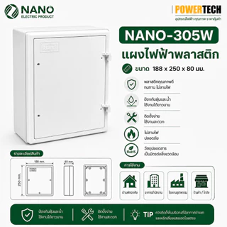 Nano แผง แผงไฟฟ้าพลาสติก NANO-305 สีขาว สีเทา