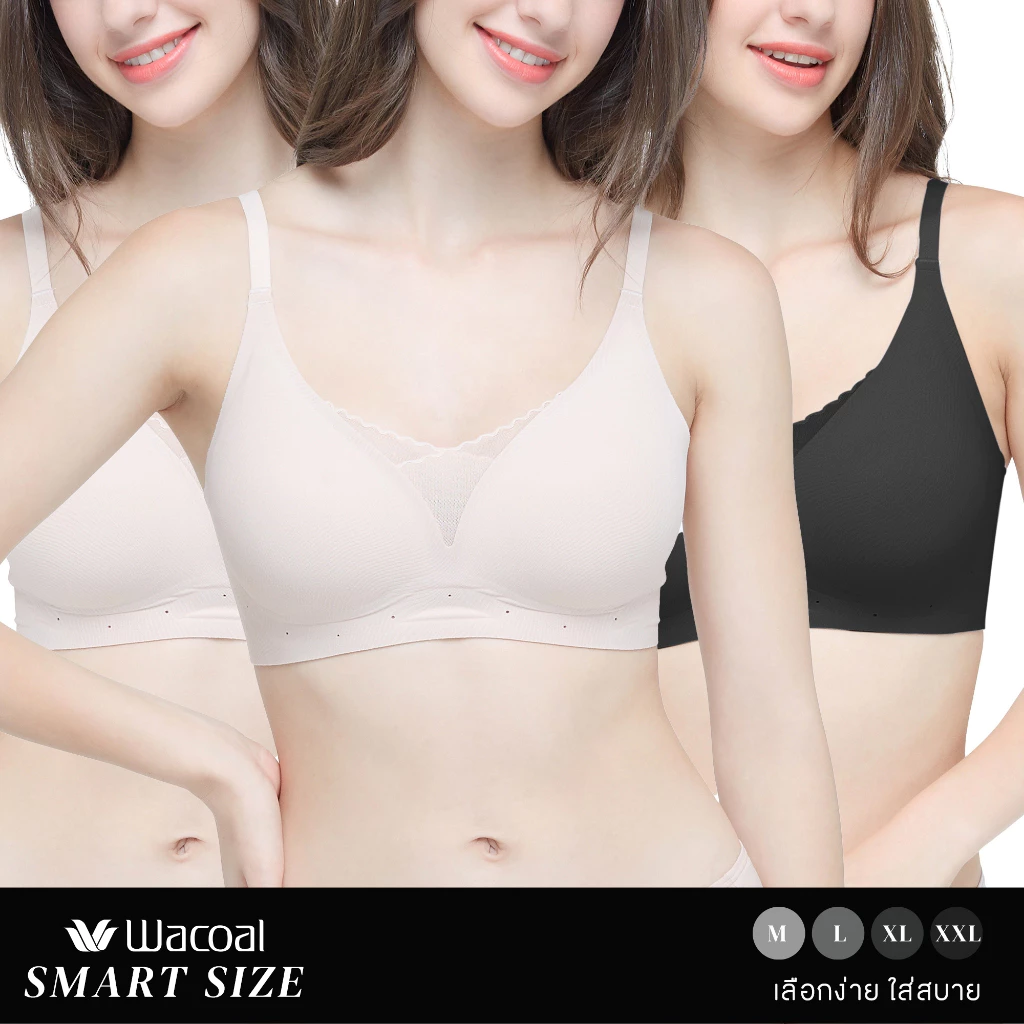 Wacoal Smart Size บราไร้โครง ฟองน้ำบาง 10 มิล (เซท 3 ชิ้น) รุ่น WB5Y03/WB5303