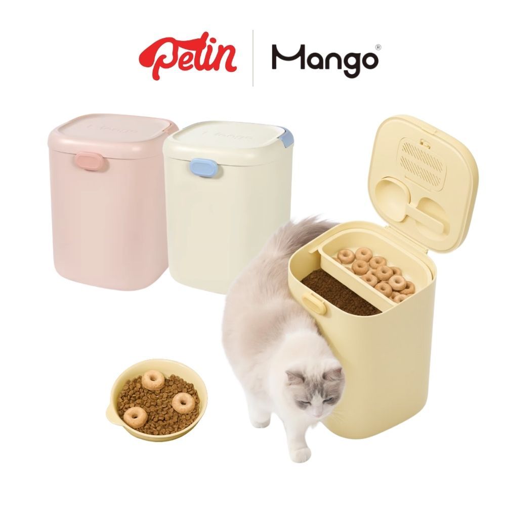 [1ชิ้น/1คำสั่งซื้อ] Mango ถังเก็บอาหารสัตว์เลี้ยง ฟรีที่ดูดความชื้น ที่เก็บอาหารแมว – สุนัข