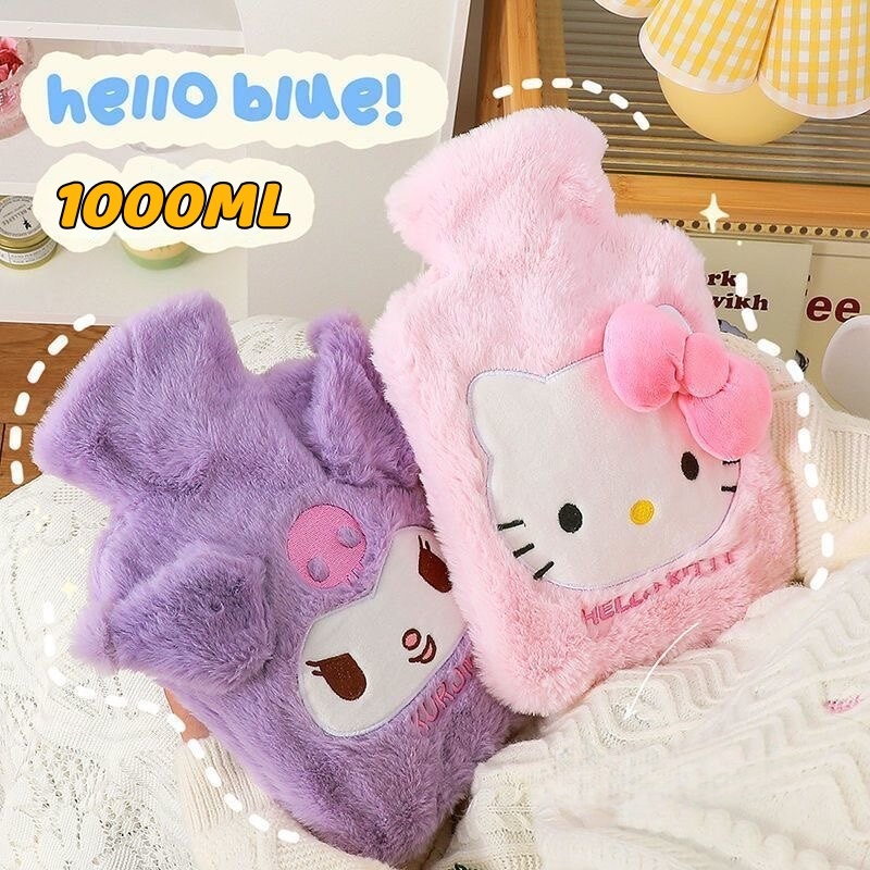 🔥COD🔥ถุงน้ำร้อน Sanrio มีที่สอดมือ 1000ml. กระเป๋าน้ำร้อนลายการ์ตูน ประคบ ประจำเดือน น่ารักกระเป๋าน้ำร้อน