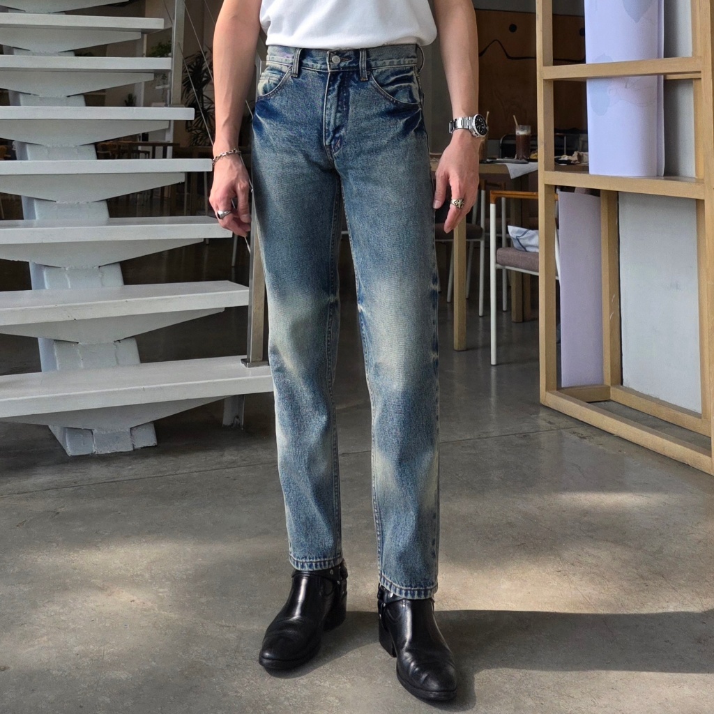 Golden Zebra Jeans กางเกงยีนส์ทรงตรงฟอกเฟดวินเทจ Premium Straight Leg Denim สีเฟดไล่เฉด ทรงสวย เก็บหุ่น ใส่แล้วขายาว