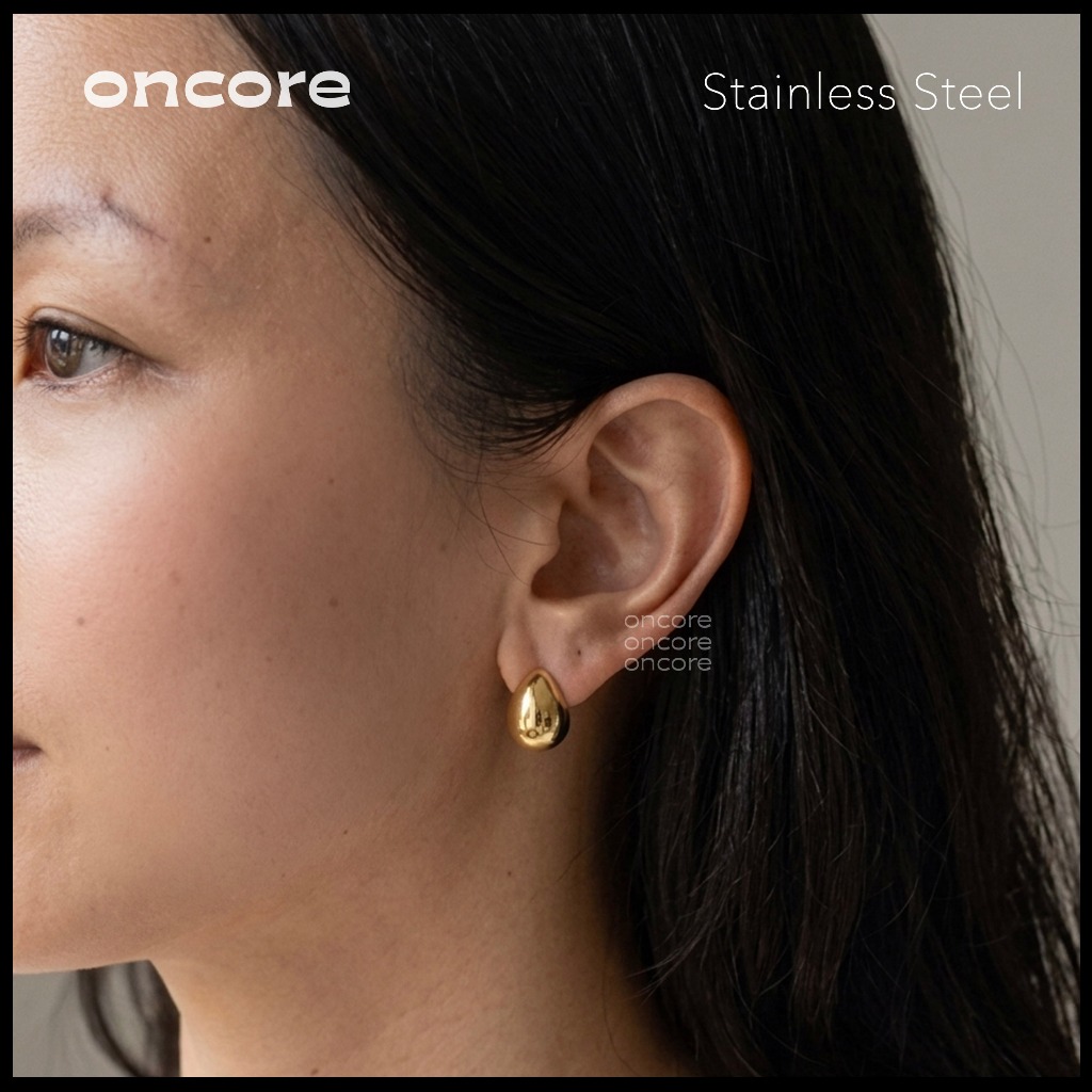 Oncore | ต่างหูสแตนเลส - Pistachio ต่างหูคลิปรูปหยดน้ำ น้ำหนักเบา กันน้ำกันเหงื่อ ใส่เล่นกีฬาได้