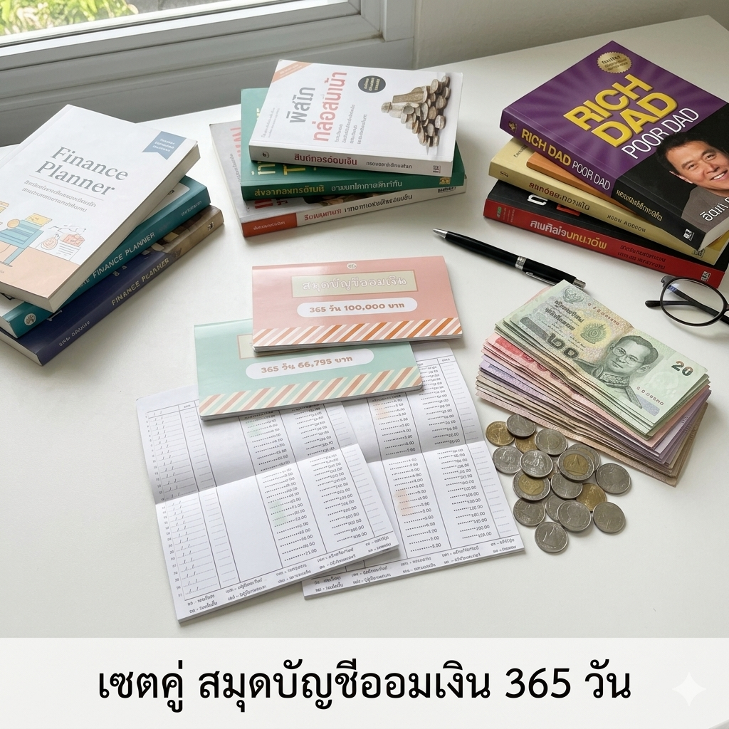 [เซตคู่] สมุดบัญชีออมเงิน 365 วัน  ออม 100,000 บาท + ออม 66,795 บาท