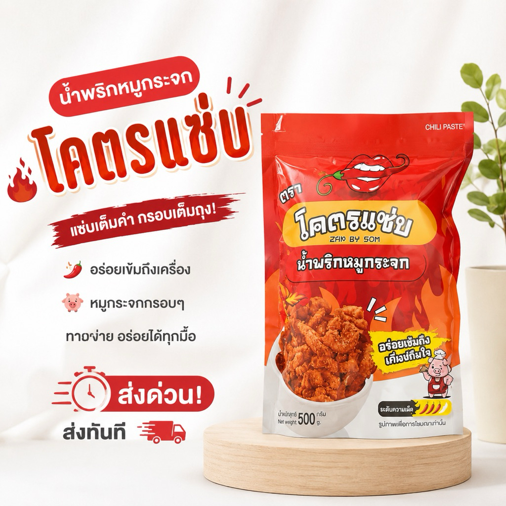 ‼️มีส่งด่วน‼️⭐คุ้มสุดๆ น้ำพริกหมูกระจกโคตรแซ่บ ขนาด 500 กรัม (ครึ่งกิโล) ‼️มีส่งด่วน‼️ส่งทันที‼️