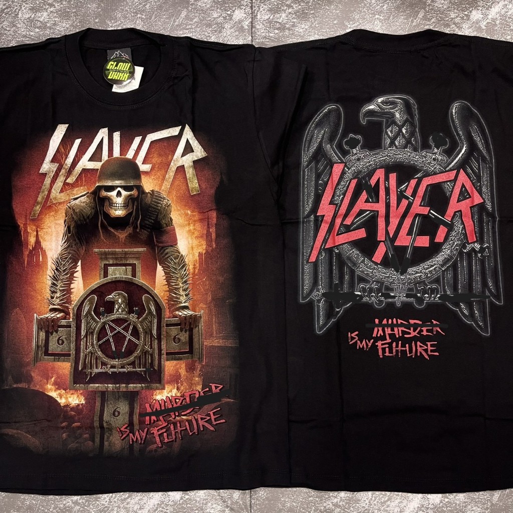 เสื้อยืดSlayerป้ายหลุม(ป้ายRocktee เรืองแสง) ผ้าCotton100