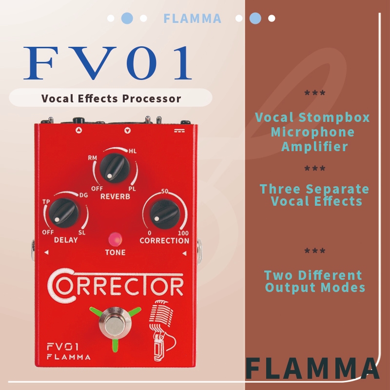 FLAMMA FV01 Vocal Effects โปรเซสเซอร์ Pitch Correction Voice Pedal Vocal Stompbox ไมโครโฟนเครื่องขยา