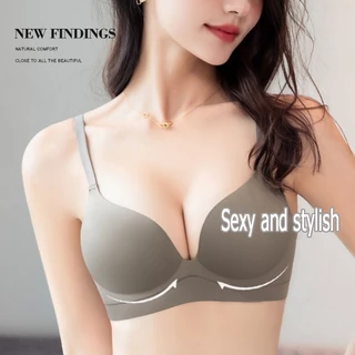 Bra เสื้อชั้นใน บราไร้โครง เนื้อผ้านิ่มดันทรงเก็บทรงดี สายปรับได้ บราชั้นใน สําหรับสตรี