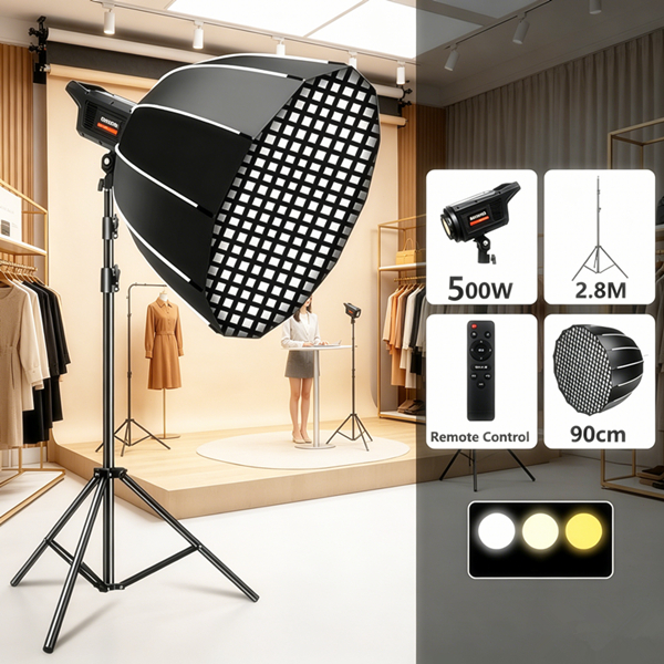 LED ไฟไลฟ์สด 500W ไฟถ่ายรูป ไฟสตูดิโอ & Lantern Softbox & Light Stand for Live Stream Photography