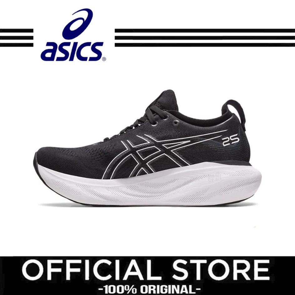Asics GEL-Nimbus 25 รองเท้าวิ่งมาราธอนผู้หญิงสีดำและสีขาว