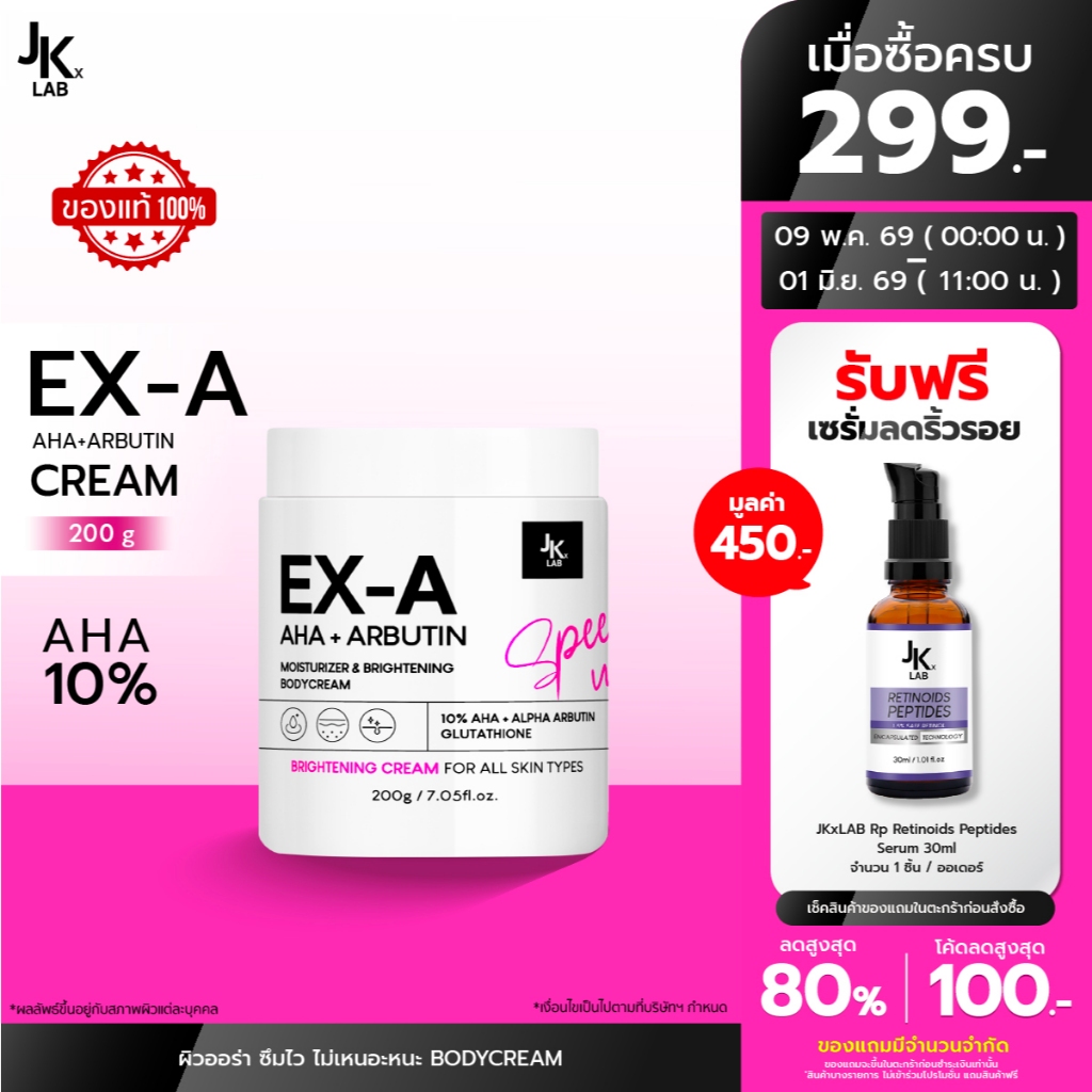 JKxLAB EX-A Body Cream 200 g ครีมผิวกายเข้มข้นพิเศษด้วย 10%AHA