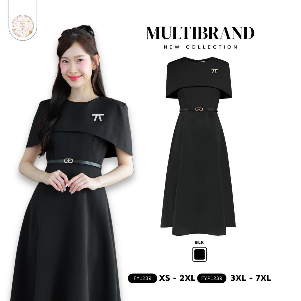 Fairyangelstore - เดรสยาวผ้าคลุมไหล่ดีไซน์สง่าบวกเข็มขัด (FY1239)