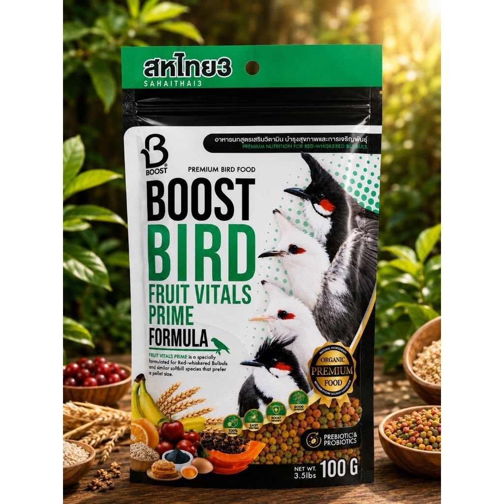 อาหารนก boots bird เขียว นกปรอทหัวจุก ขนาด100g