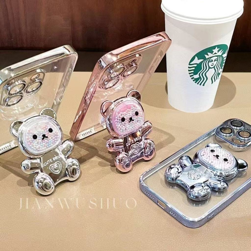 เคสโทรศัพท์ สำหรับ Realme Note80 Note70 Note60 60X Realme C85 C75 C61 C63 หมี LOVE กริตเตอร์ เคส ตั้งได้ Z1