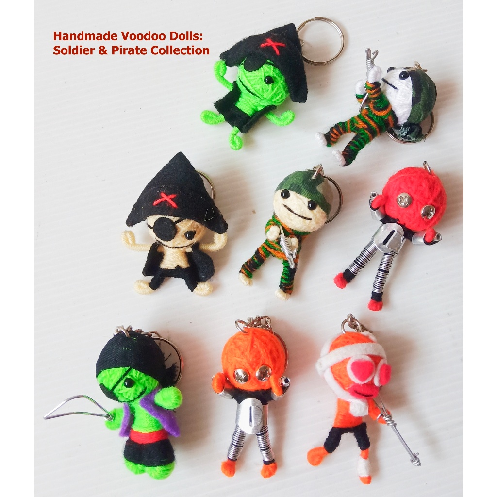 พวงกุญแจ ตุ๊กตาวูดู Handmade Voodoo String Doll Keychain - Unique Soldier & Pirate Action Figures #8