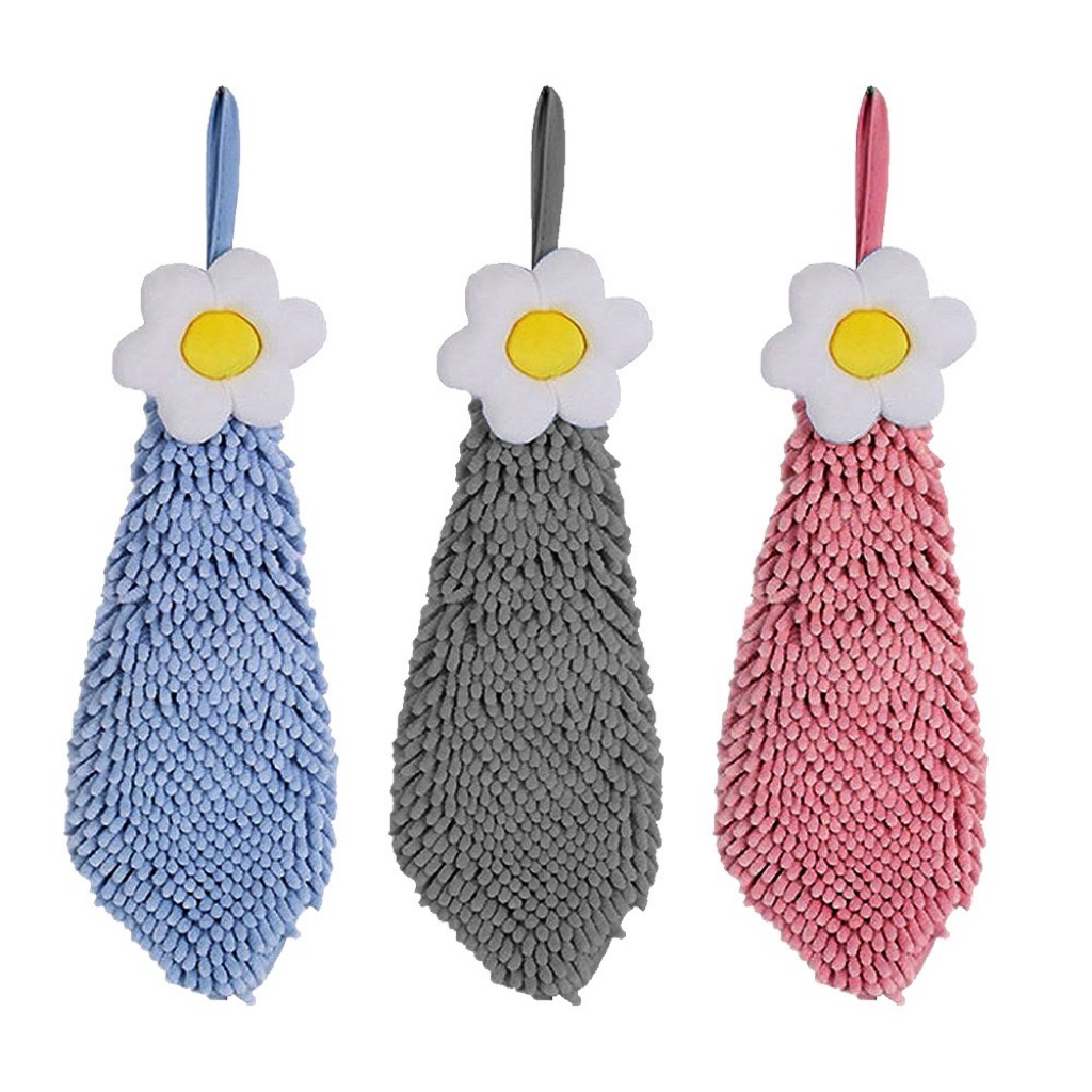 ผ้าเช็ดมือแบบแขวน คละสี ลายดอกไม้คละสี