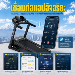 ลู่วิ่งไฟฟ้า ลู่วิ่ง C2 ปรับความชันไฟฟ้า 20° แรงม้า 5.2HP รับน้ำหนัก 300 กก. พับไฮดรอลิก+ลำโพงบลูทูธ