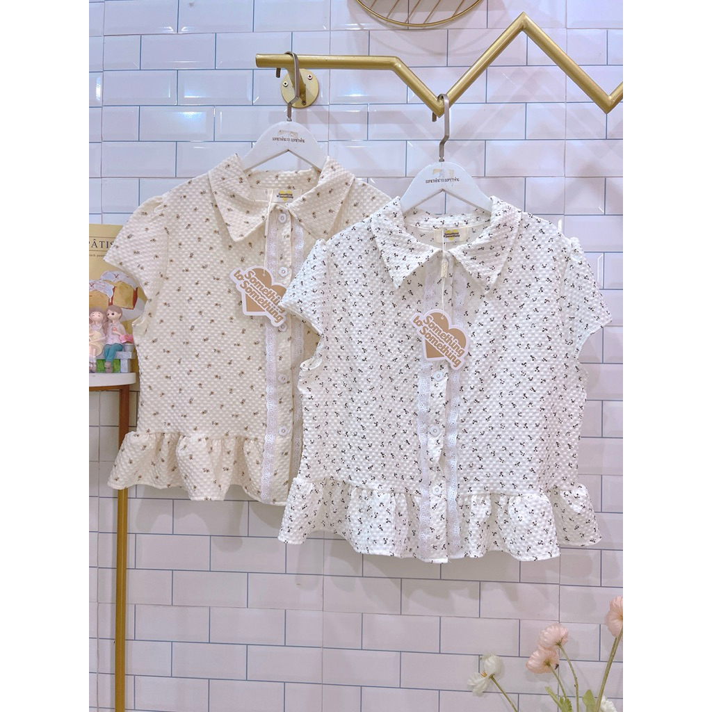 •STN91•shirt  เชิ้ตแขนตุ๊กตา ปกคอ มีระบายขอบกระดุมหัวใจ ผ้านิ่ม