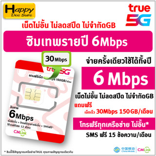 [ Set 2 ] ซิมเทพ ทรู TRUE cmlink เน็ตรายปี 30mbps 1ปี 100GB/เดือน โทรฟรีเครือข่าย* , เน็ต 6Mbps ไม่อั้น ไม่ลดสปีด 1 ปี