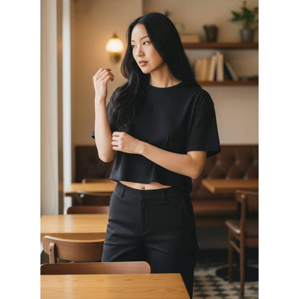 [พร้อมส่ง] เสื้อยืด Baby Tee สีพื้น คอกลม แขนสั้น ผ้า Cotton Spandex อย่างดี ยับยาก ทรงสวยเข้ารูป เบบี้ทีสไตล์เกาหลี