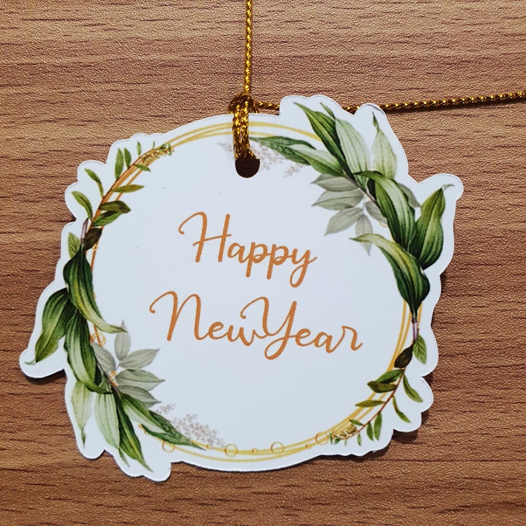 ป้ายTag Happy new year ขนาด5*5ซ.ม.,ขนาด4*6ซ.ม. พร้อมเชือก