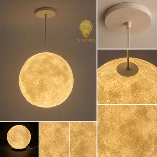SS Lighting | โคมไฟเบอร์กลาส โคมดวงจันทร์ 3D โคมห้อย ขั้วE27 รุ่น A / B ไฟแขวนเพดาน สายห้อยสีใส