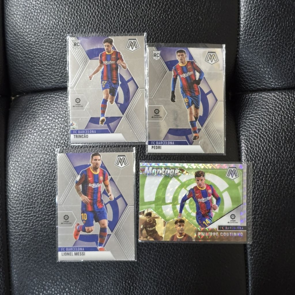 การ์ด การ์ดบอล Panini Mosaic La Liga 2020-21 Barcelona Set Lionel Messi Pedri Rookie RC Cards ของแท้