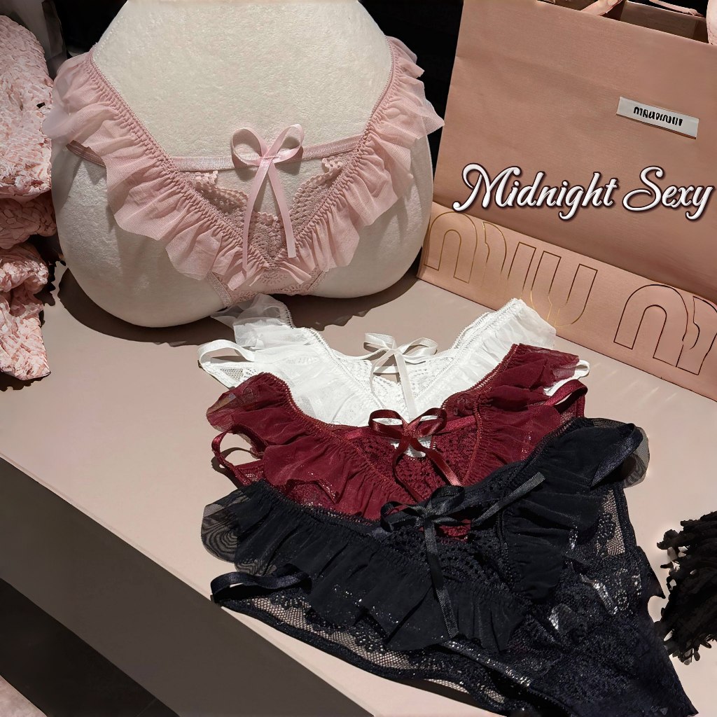 กางเกงใน panty ซีทรู  หลากสี สไตล์บัลเลต์ ผูกเชือก น่ารัก หวาน ขอบระบาย ลูกไม้ การตกแต่งโบว์ พร้อมส่ง ขายส่ง เซ็กซี่ COD
