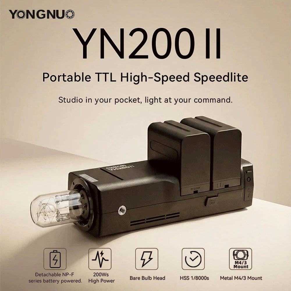 Yongnuo YN200 II แฟลชสตูดิโอพกพา 200Ws TTL HSS 1/8000