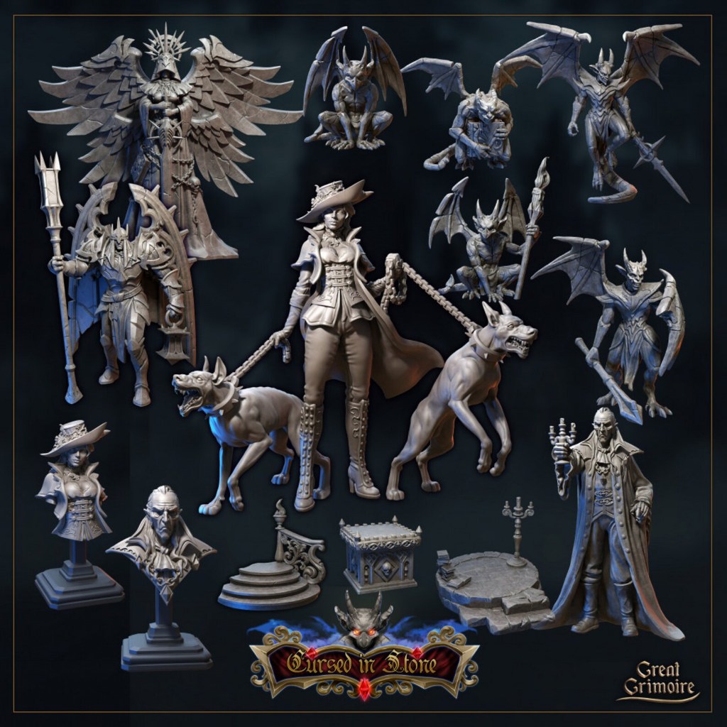 Great Grimoire - Curse in Stone งาน Resin D&D DnD Miniature Model สำหรับ Tabletop ตั้งโชว์